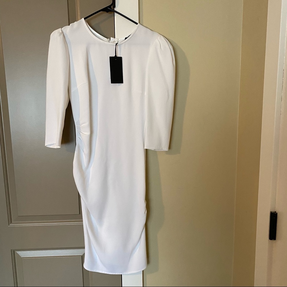 Elisabetta Franchi Pure White Midi Dress. IT 42